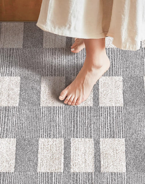 Dining Room Floor Rug, Large Gray Floor Rugs for Living Room, Modern Floor Rugs for Bedroom, Extra Large Geometric Modern Rugs for Office-Silvia Home Craft