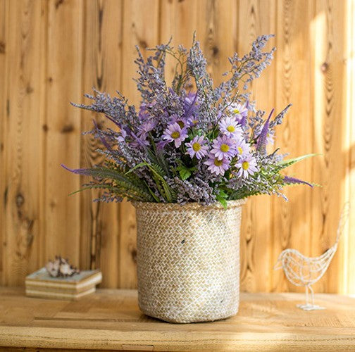Myosotis Lovegrass, Daisy, Salvia, Beautiful Spring Flower Arrangement for Living Room, Ctreative Modern Artificial Floral for Home Decoration-Silvia Home Craft