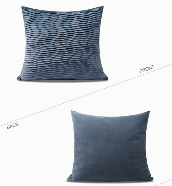 Abstract Blue Decorative Throw Pillows, Large Simple Throw Pillow for Interior Design, Geometric Contemporary Square Modern Throw Pillows for Couch-Silvia Home Craft