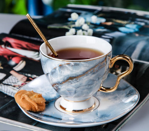 Unique Tea Cups and Saucers in Gift Box as Birthday Gift, Elegant Ceramic Coffee Cups, Beautiful British Tea Cups, Royal Bone China Porcelain Tea Cup Set-Silvia Home Craft
