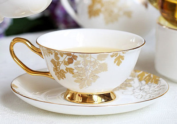 Beautiful British Tea Cups, Traditional English Tea Cups and Saucers, Bone China Porcelain Tea Cup Set, Elegant Ceramic Coffee Cups-Silvia Home Craft