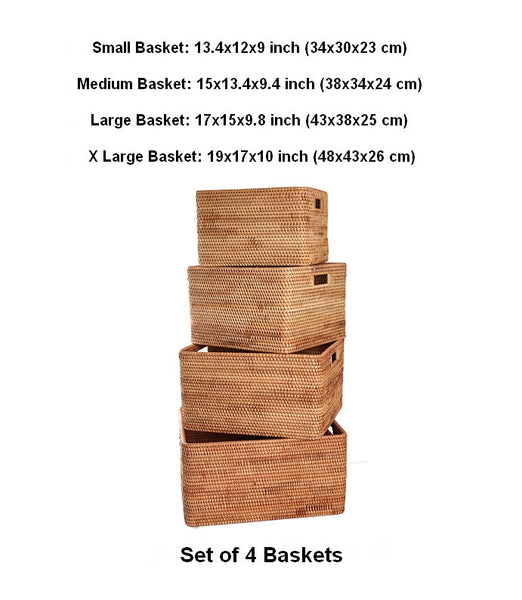 Large Storage Basket for Living Room, Kitchen Storage Baskets, Woven Storage Basket for Shelves, Rattan Storage Baskets for Toys-Silvia Home Craft
