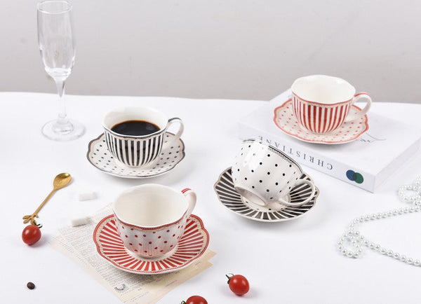Unique Porcelain Cup and Saucer, Afternoon British Tea Cups, Creative Porcelain Tea Cup Saucer Set, Elegant Modern Ceramic Coffee Cups-Silvia Home Craft