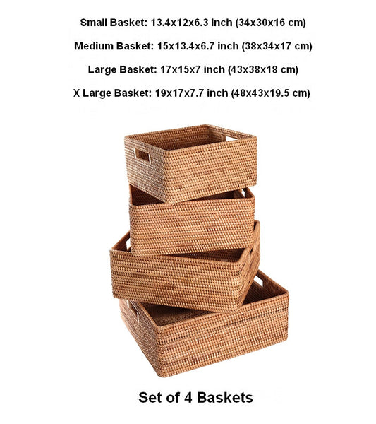 Large Storage Baskets for Bedroom, Storage Baskets for Bathroom, Rectangular Storage Baskets, Storage Baskets for Shelves-Silvia Home Craft