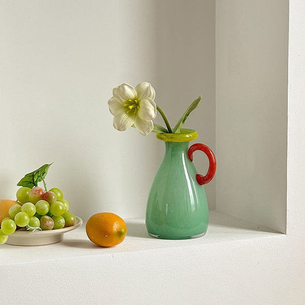 Small Flower Vase, Modern Glass Flower Vases, Handmade Glass Bud Vases, Water Holding Flower Vases, Flower Vases on Table-Silvia Home Craft