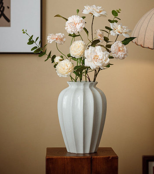 Large Flower Vases on Table, Centerpiece Ceramic Bud Vases, Porcelain Flower Vases, Handmade Water Holding Flower Vase-Silvia Home Craft