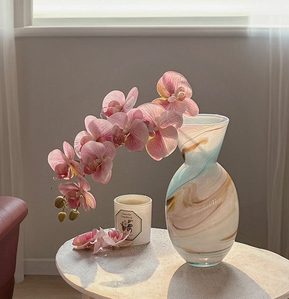 Cute Handmade Glass Vases, Vintage Small Glass Flower Vases, Flower Vases on Table, Modern Glass Vases for Flowers-Silvia Home Craft