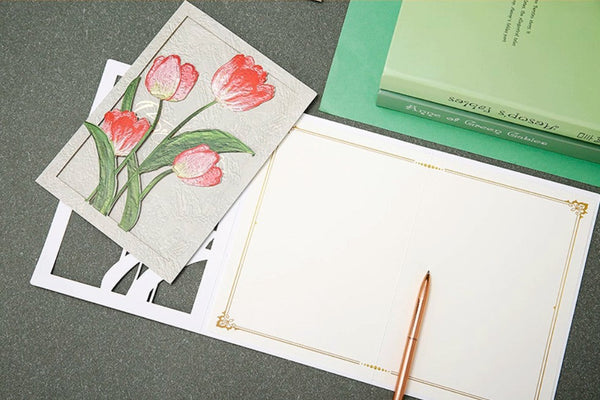 Creative Birthday Greeting Card, Tulip Flower Greeting Cards, Beautiful Greeting Cards to Friends, Original Handmade Greeting Cards-Silvia Home Craft
