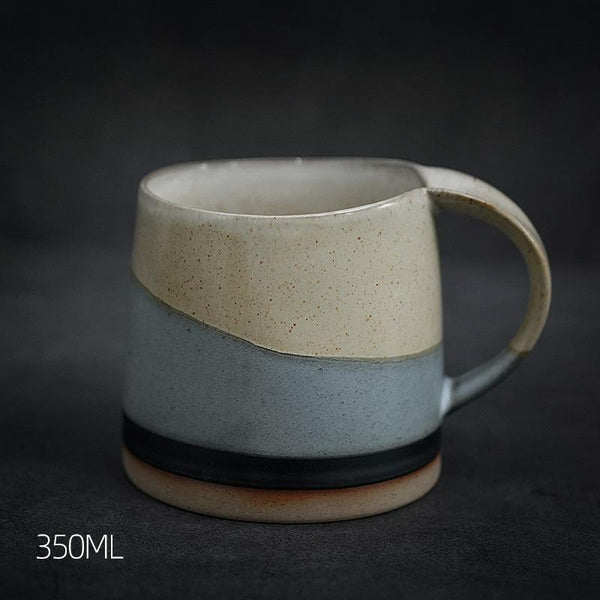 Black Pottery Coffee Cup, Ceramic Coffee Mug, Latte Coffee Cup, Handmade Coffee Cup, Large Tea Cup-Silvia Home Craft