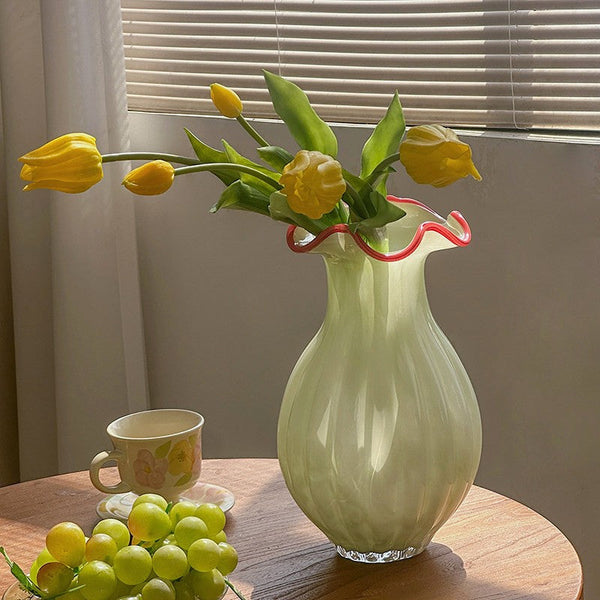 Unique Handmade Vase for Flowers, French Vintage Glass Flower Vases, Glass Bud Vases, Flower Vases on Table-Silvia Home Craft