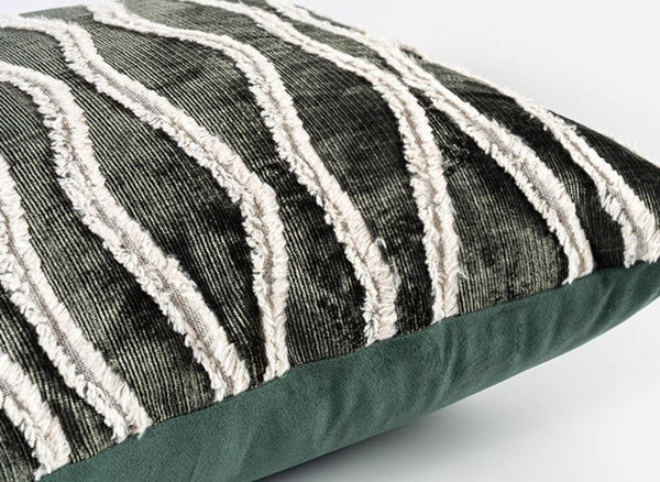 Large Simple Throw Pillow for Bedroom, Contemporary Pillows, Abstract Decorative Throw Pillows, Green Square Modern Throw Pillows for Couch-Silvia Home Craft