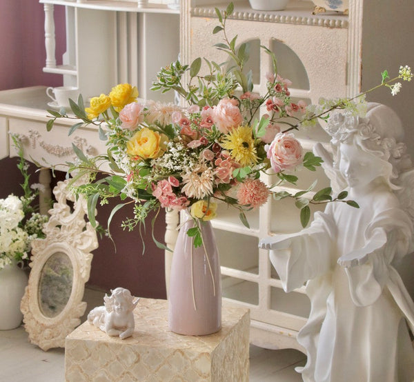 Artificial Floral for Living Room, Large Bunch of Romantic Flowers for Bedroom, Table Centerpiece, Beautiful Flower Arrangement Ideas for Interior Design-Silvia Home Craft