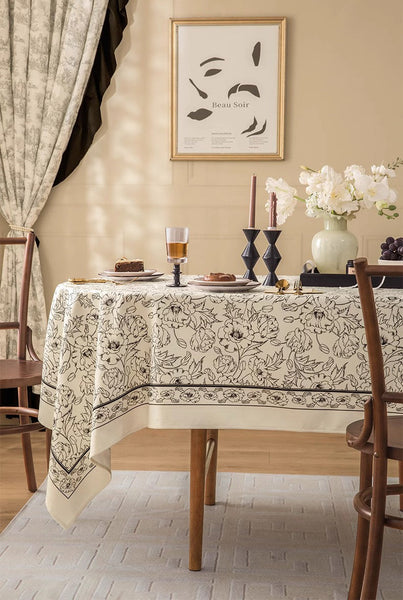 Large Flower Pattern Table Cover for Dining Room Table, Rectangular Tablecloth for Dining Table, Modern Rectangle Tablecloth for Oval Table-Silvia Home Craft