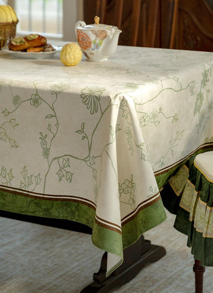 Spring Green Flower Table Covers, Large Modern Rectangle Tablecloth for Dining Table for Round Table, Farmhouse Table Cloth for Oval Table, Square Tablecloth for Kitchen-Silvia Home Craft
