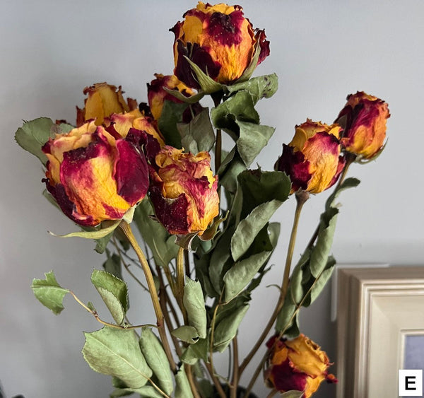 Rose Floral Bouquet, Dried Rose Flowers, Natural Dried Rose Flower Bunches, A Bunch Dried Rose Flowers, Red Yellow Purple Dried Rose Flowers-Silvia Home Craft