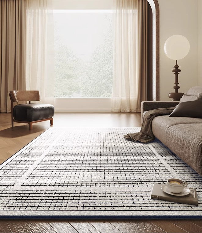 Mid Century Modern Rugs for Bedroom, Large Modern Rugs for Living Room, Contemporary Abstract Rugs under Dining Room Table-Silvia Home Craft