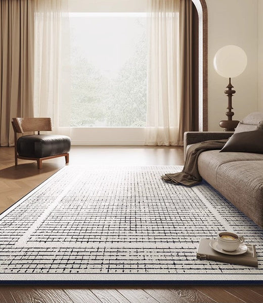 Mid Century Modern Rugs for Bedroom, Large Modern Rugs for Living Room, Contemporary Abstract Rugs under Dining Room Table-Silvia Home Craft