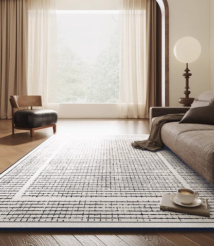 Mid Century Modern Rugs for Bedroom, Large Modern Rugs for Living Room, Contemporary Abstract Rugs under Dining Room Table-Silvia Home Craft