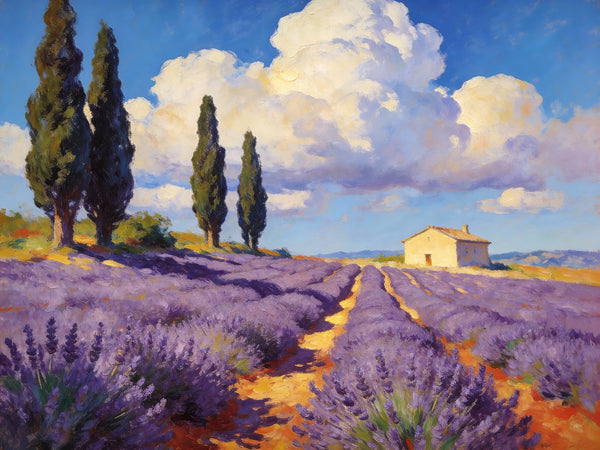 Original Small Paintings on Canvas, Provence lavender fields, Hand Painted Canvas Art, Small Landscape Paintings, Small Paintings on Canvas-Silvia Home Craft