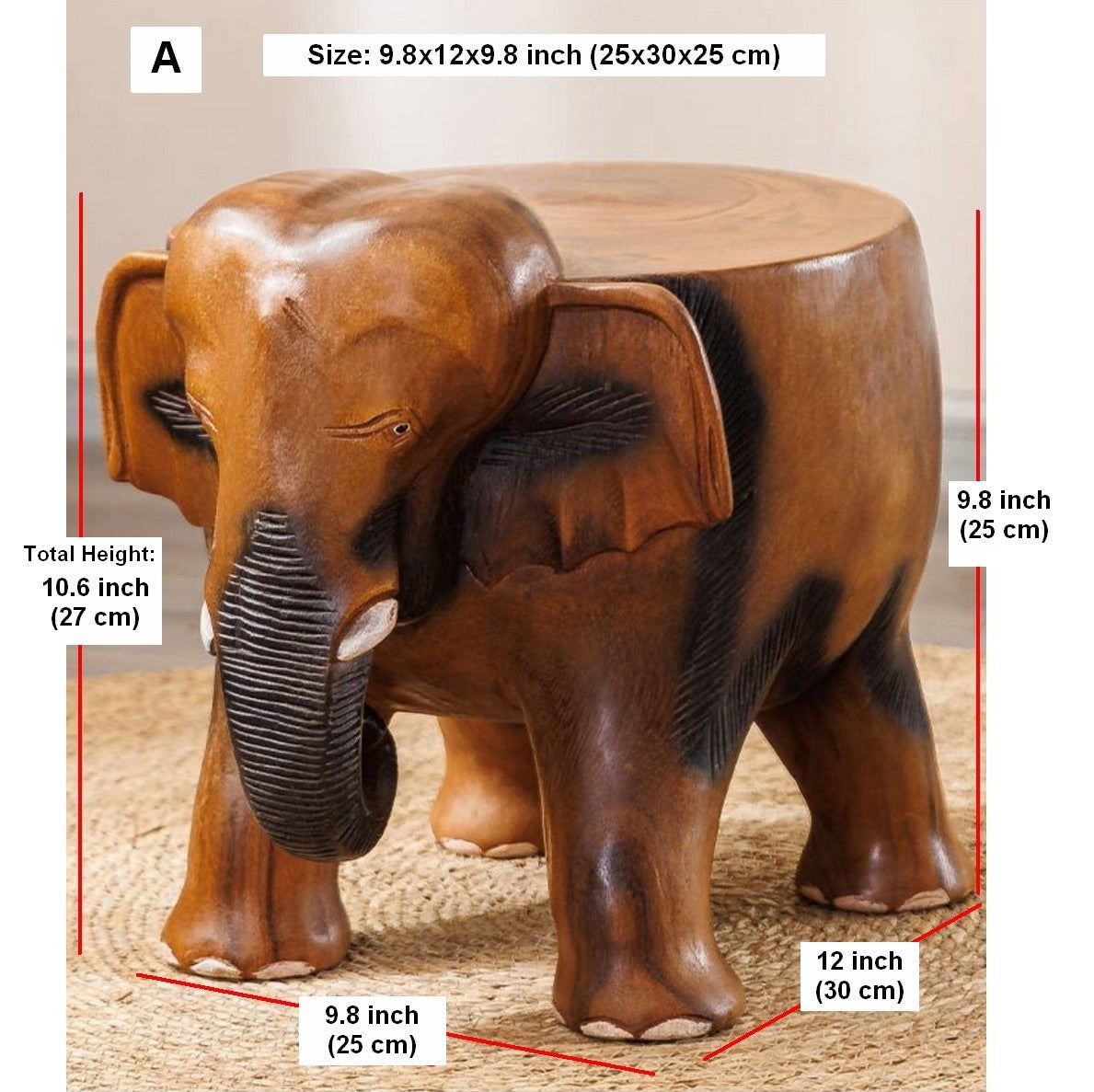 Handmade Solid Wood low Stool, Elephant Wooden Stool, Elephant Sofa Stool, Dining Table Stool, Creative Shoe-changing Stool-Silvia Home Craft