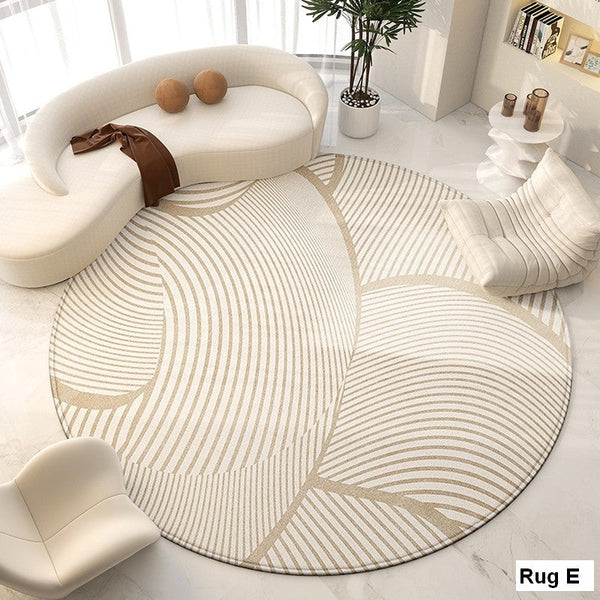 Round Modern Rugs for Living Room, Contemporary Modern Area Rugs for Bedroom, Geometric Round Rugs for Dining Room, Circular Modern Rugs under Chairs-Silvia Home Craft
