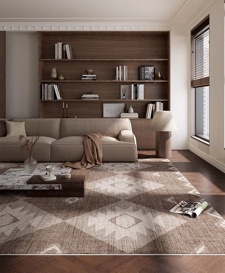 Large Modern Rugs for Living Room, Contemporary Abstract Rugs under Dining Room Table, Mid Century Modern Rugs for Bedroom-Silvia Home Craft