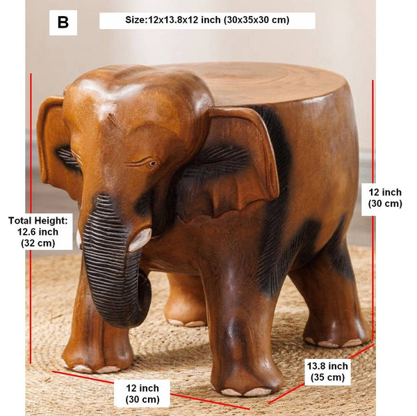 Handmade Solid Wood low Stool, Elephant Wooden Stool, Elephant Sofa Stool, Dining Table Stool, Creative Shoe-changing Stool-Silvia Home Craft