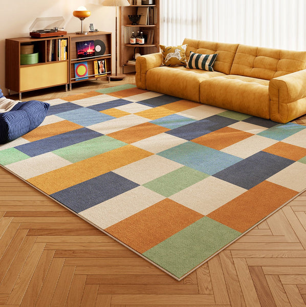 Unique Modern Living Room Rug Ideas, Geometric Carpets for Living Room, Abstract Modern Rugs, Colorful Contemporary Area Rugs, Modern Carpets for Bedroom-Silvia Home Craft