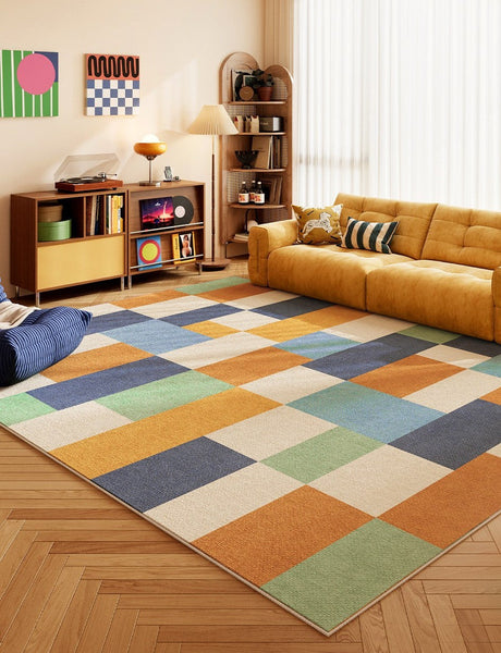 Unique Modern Living Room Rug Ideas, Geometric Carpets for Living Room, Abstract Modern Rugs, Colorful Contemporary Area Rugs, Modern Carpets for Bedroom-Silvia Home Craft
