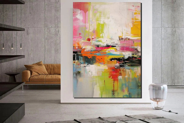Simple Painting Ideas, Hand Painted Wall Painting, Extra Large Paintings for Living Room, Modern Abstract Art for Bedroom, Abstract Acrylic Wall Painting-Silvia Home Craft