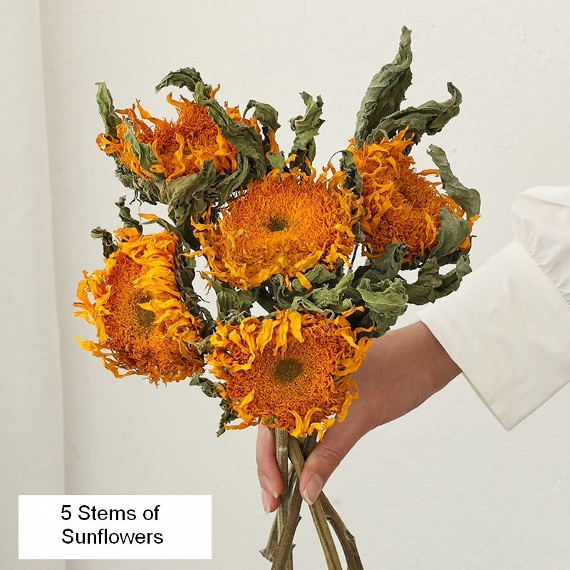Natural Decorations, A Bunch of Sunflowers, Flower Arrangement, Handmade Artificial Flowers for Home Decor, Natural Dried Sunflower Stems-Silvia Home Craft