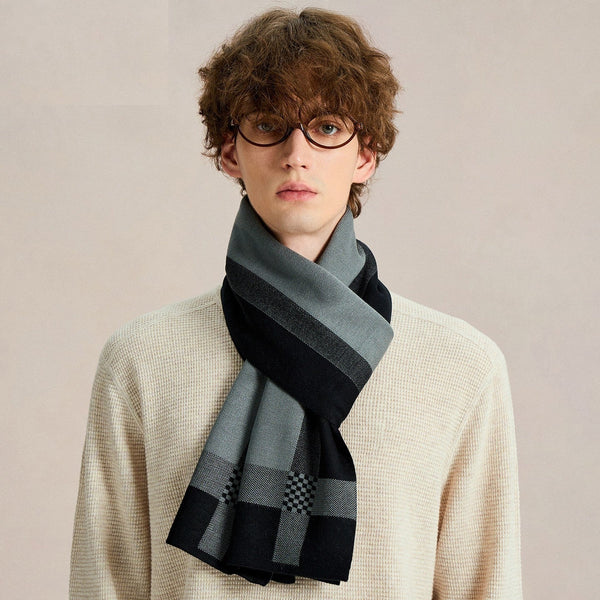 Formal Men Scarf Styles, Men's Winter Scarves, Business Casual Scarf for Men, Long Wool Man Scarf, Fashion Men Scarf, Unique Gifts for Men, Men's Wool Scarf Winter-Silvia Home Craft