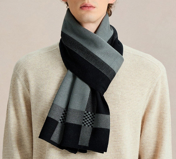 Formal Men Scarf Styles, Men's Winter Scarves, Business Casual Scarf for Men, Long Wool Man Scarf, Fashion Men Scarf, Unique Gifts for Men, Men's Wool Scarf Winter-Silvia Home Craft
