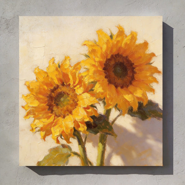 Small Canvas Artwork, Blooming Sunflowers, Still Life Painting, Hand Painted Canvas Art, Original Flower Paintings, Buy Small Artwork Online-Silvia Home Craft