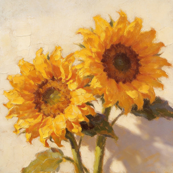 Small Canvas Artwork, Blooming Sunflowers, Still Life Painting, Hand Painted Canvas Art, Original Flower Paintings, Buy Small Artwork Online-Silvia Home Craft