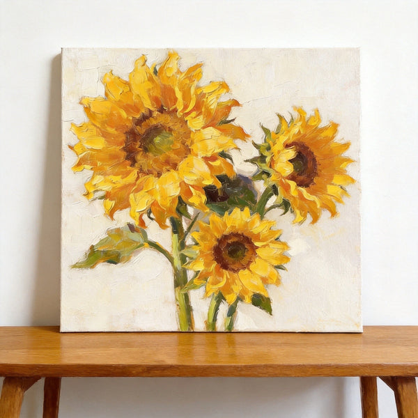 Blooming Sunflowers, Still Life Painting, Hand Painted Canvas Art, Small Canvas Artwork, Original Flower Paintings, Buy Small Paintings Online-Silvia Home Craft