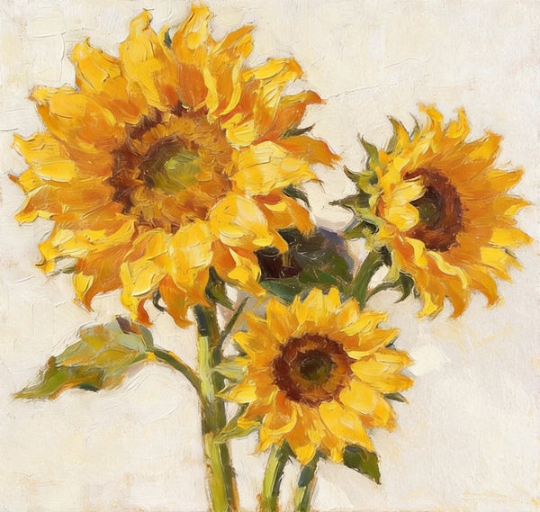 Blooming Sunflowers, Still Life Painting, Hand Painted Canvas Art, Small Canvas Artwork, Original Flower Paintings, Buy Small Paintings Online-Silvia Home Craft