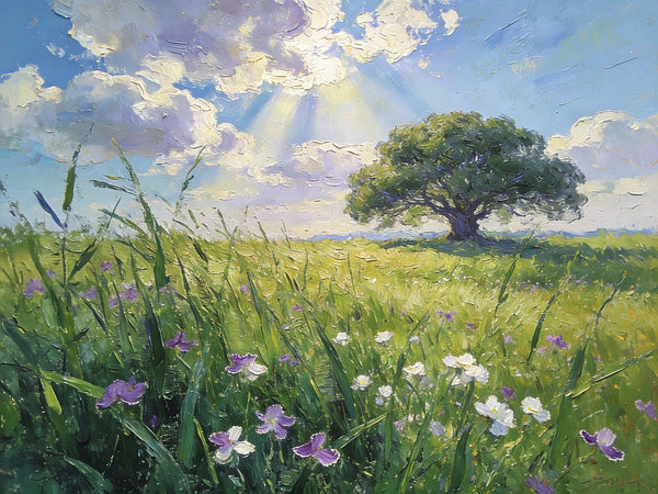 Morning on the Grassland, Small Landscape Paintings, Small Oil Paintings on Canvas, Original Oil Paintings, Small Paintings on Canvas, Hand Painted Canvas Art-Silvia Home Craft