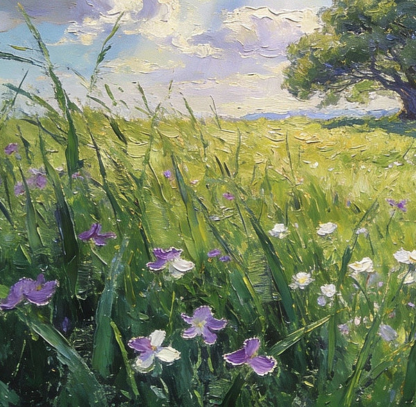 Morning on the Grassland, Small Landscape Paintings, Small Oil Paintings on Canvas, Original Oil Paintings, Small Paintings on Canvas, Hand Painted Canvas Art-Silvia Home Craft