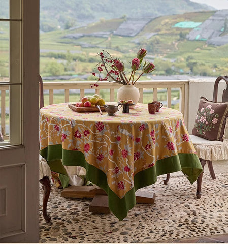 Farmhouse Table Cloth, Dining Room Flower Table Cloths, Large Square Tablecloth for Round Table, Extra Large Rectangular Table Covers for Kitchen-Silvia Home Craft