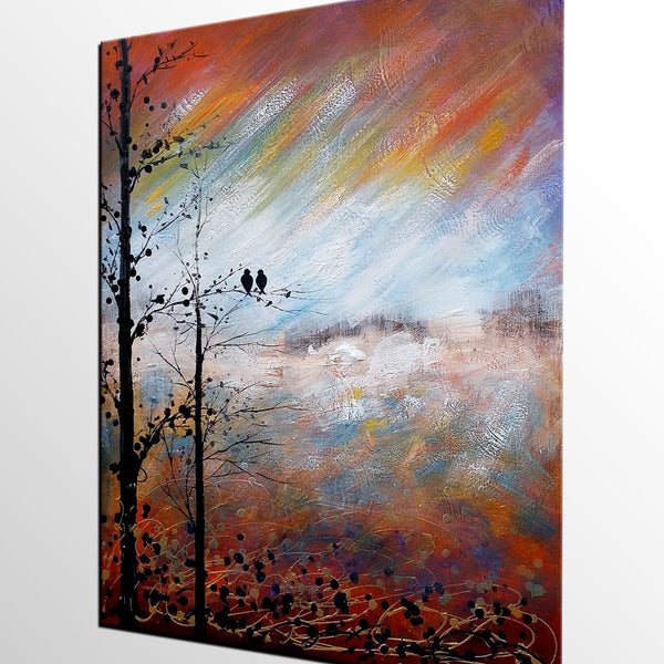 Love Birds Painting, Simple Abstract Painting, Landscape Acrylic Painting, Acrylic Canvas Painting, Bedroom Wall Art Paintings, C-Silvia Home Craft