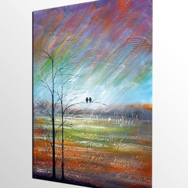Large Acrylic Painting, Simple Canvas Painting, Abstract Painting for Sale, Love Birds Painting, Paintings for Bedroom, C-Silvia Home Craft