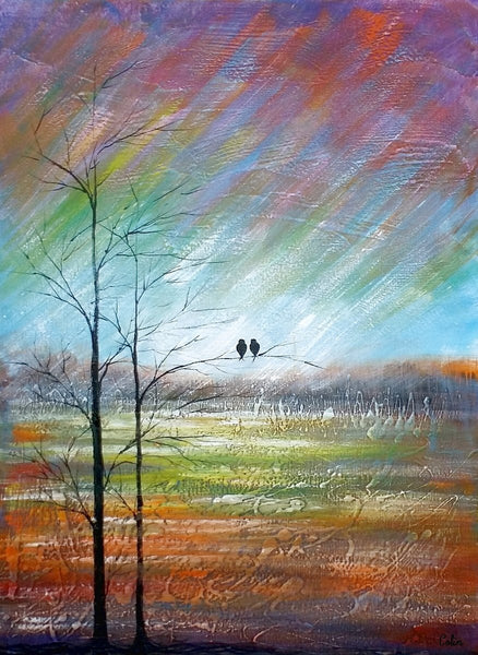 Large Acrylic Painting, Simple Canvas Painting, Abstract Painting for Sale, Love Birds Painting, Paintings for Bedroom, C-Silvia Home Craft