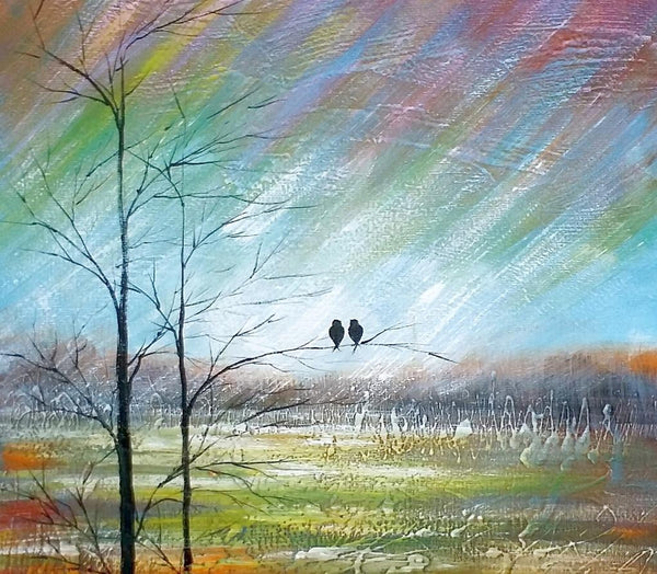 Large Acrylic Painting, Simple Canvas Painting, Abstract Painting for Sale, Love Birds Painting, Paintings for Bedroom, C-Silvia Home Craft