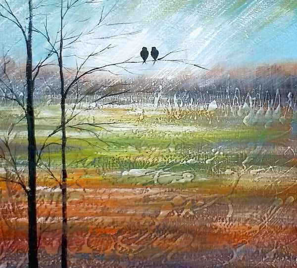 Large Acrylic Painting, Simple Canvas Painting, Abstract Painting for Sale, Love Birds Painting, Paintings for Bedroom, C-Silvia Home Craft