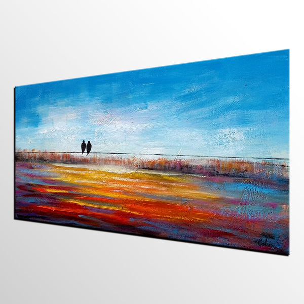 Original Abstract Painting, Love Birds Painting, Dining Room Wall Art Paintings, Modern Abstract Painting, Simple Canvas Painting, C-Silvia Home Craft