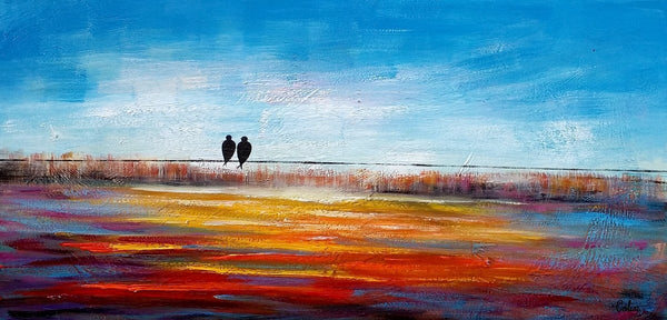 Original Abstract Painting, Love Birds Painting, Dining Room Wall Art Paintings, Modern Abstract Painting, Simple Canvas Painting, C-Silvia Home Craft