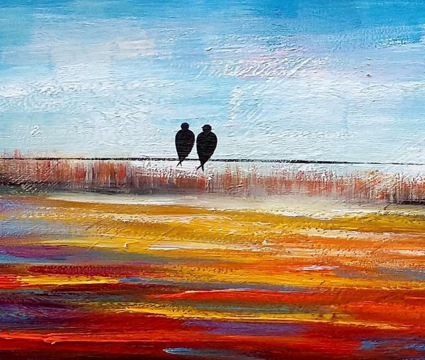 Original Abstract Painting, Love Birds Painting, Dining Room Wall Art Paintings, Modern Abstract Painting, Simple Canvas Painting, C-Silvia Home Craft