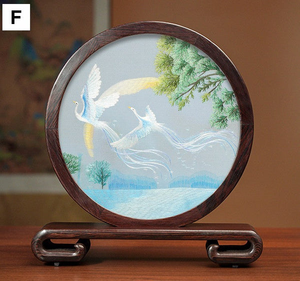 Flower and Birds Silk Embroidery Ornaments, Exclusive Business Presents, Creative Birthday Gift, Premium Souvenir, Traditional Chinese Suzhou Silk Embroidery-Silvia Home Craft