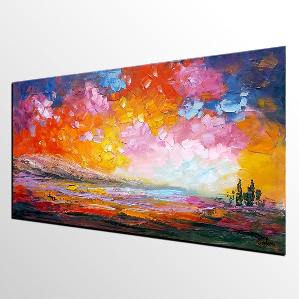 Abstract Landscape Paintings, Original Oil Painting, Custom Canvas Painting, Oil Painting for Sale-Silvia Home Craft